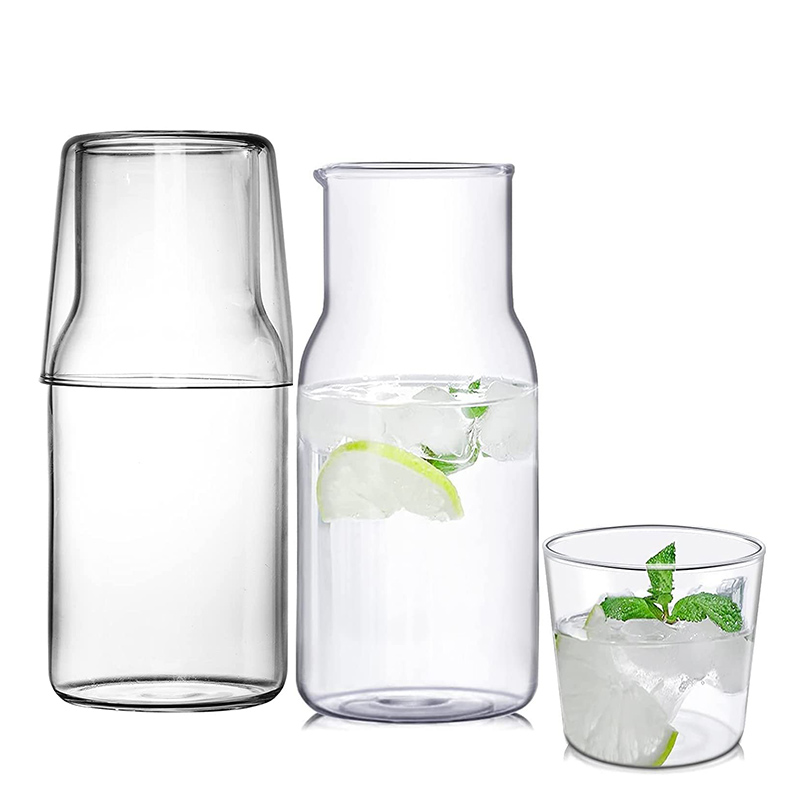 650ml Bedside Glass Water Carafe Set