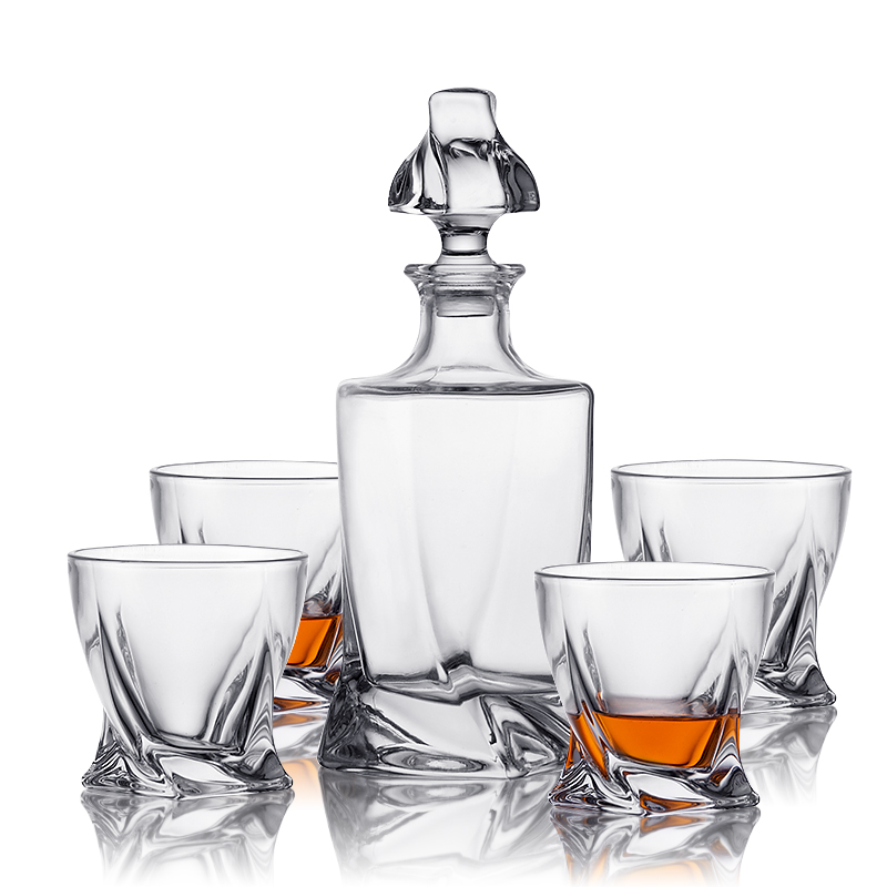 7 Pack 800ml Crystal Glass Twist Whiskey Decanter Set