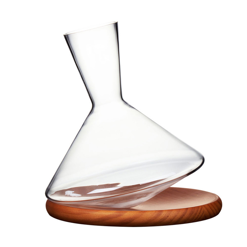 1000ml Spinning Glass Wine Decanter with Wooden Base