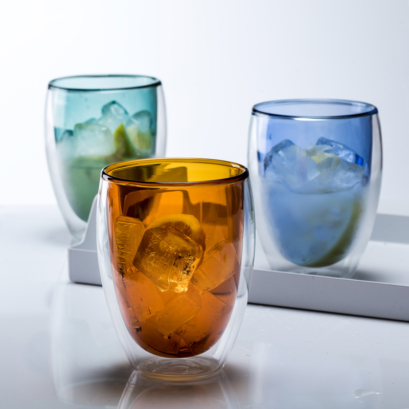 12oz Colored Insulated Double Layer Glass Cups