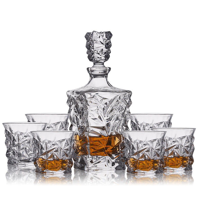7 Pack Glass Whiskey Decanter and Glasses Set