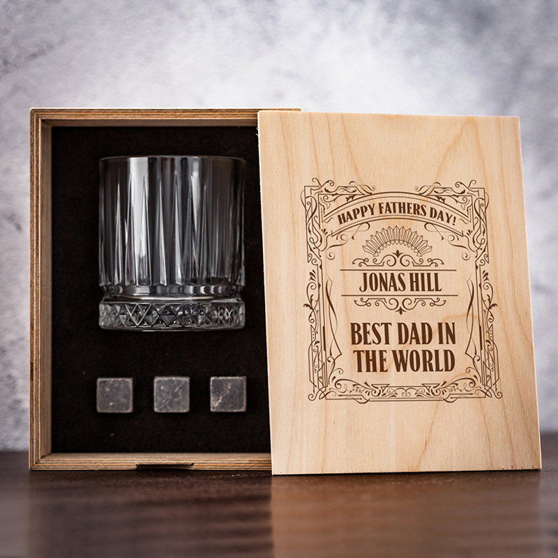 Custom Logo Old Fashioned Whiskey Glass Gift Set