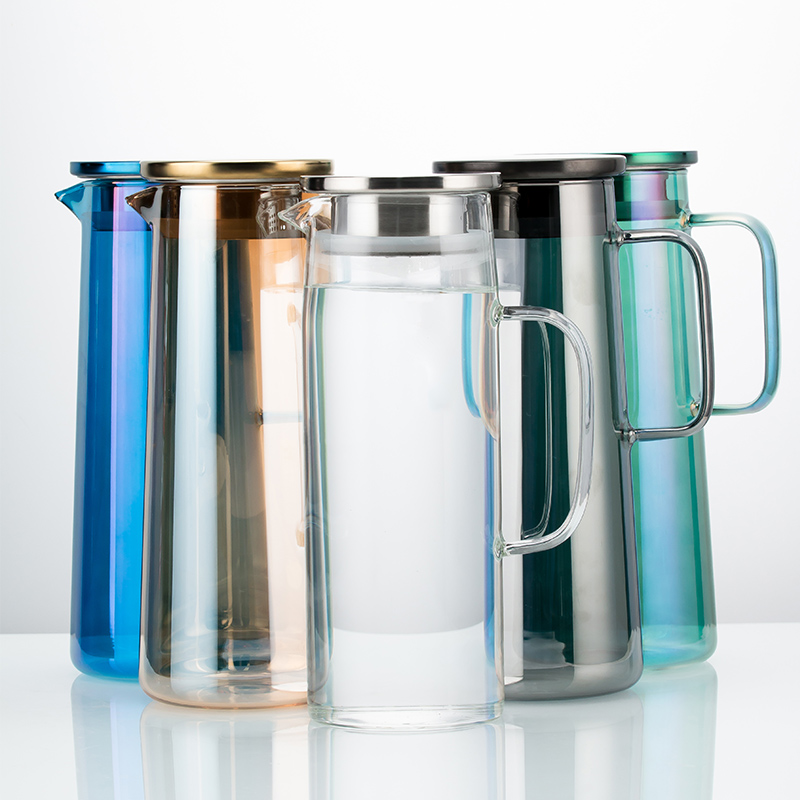 Colored Water Glass Pitcher with Drinking Glass