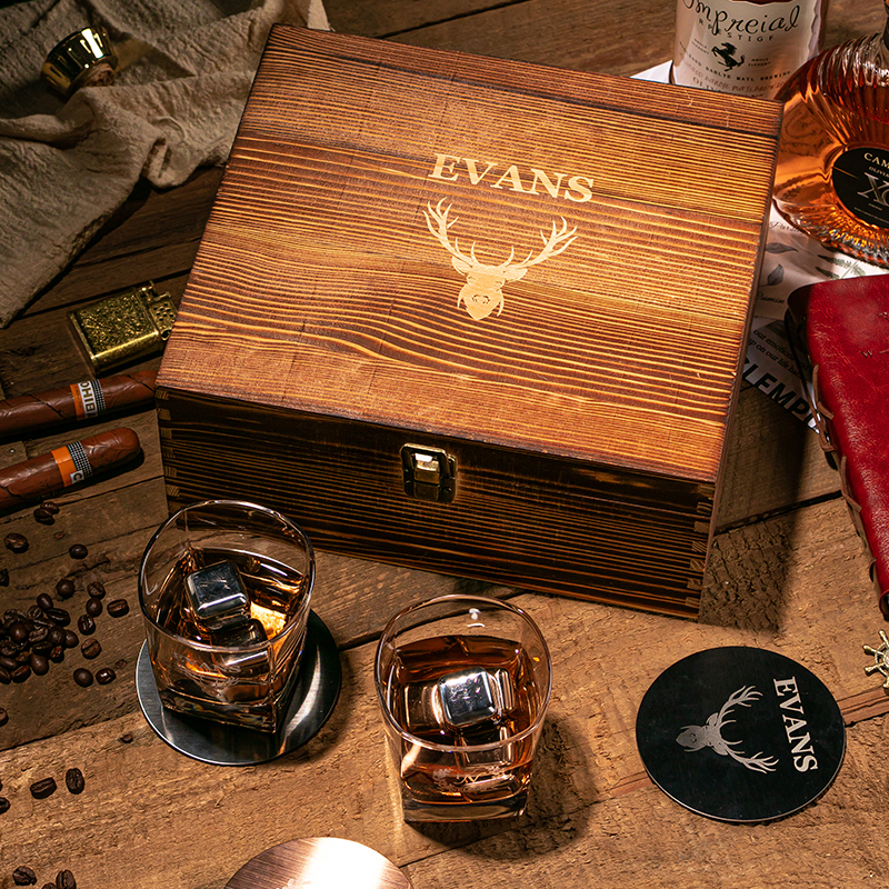 Personalized Whiskey Stones Gift Set and Whisky Glasses