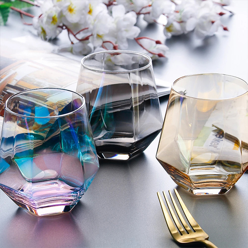 Diamond Shaped Glass Water Drinking Glasses
