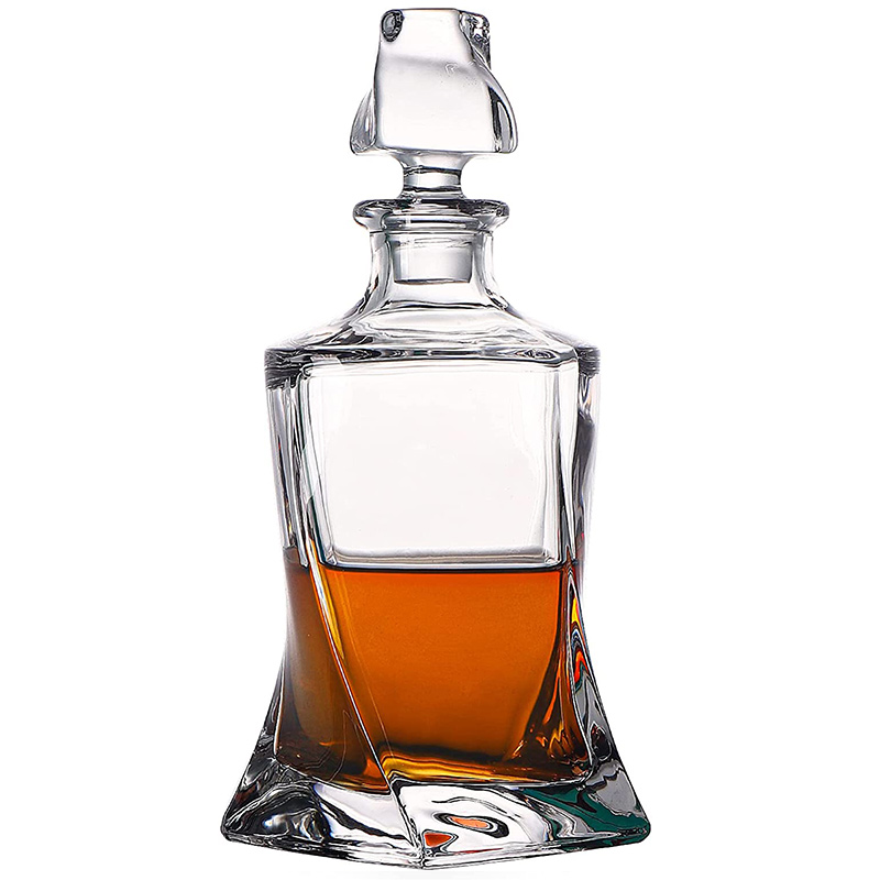 28oz  Twist Glass Whiskey Liquor Decanter with Glass Stopper 